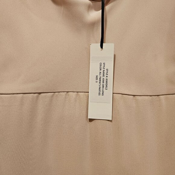 NWT Joanna August Formal Maxi Gown Womens S tan Elegant chiffon satin wedding - Picture 8 of 13